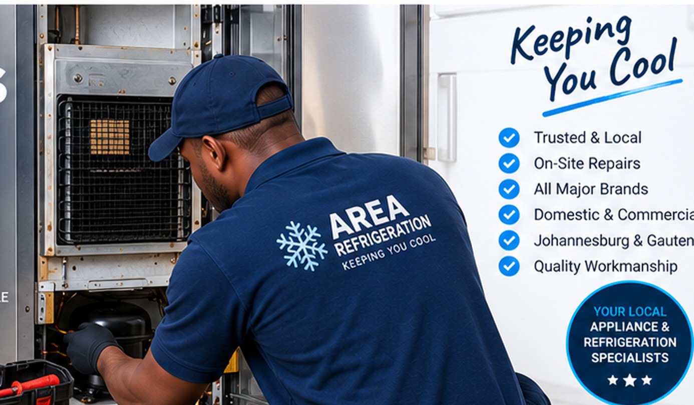 Area Refrigeration technician repairing a refrigerator